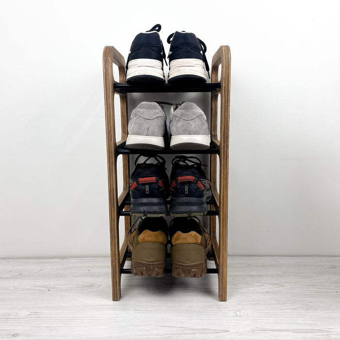 Місткий підлоговий органайзер для взуття | Горіх + Чорний