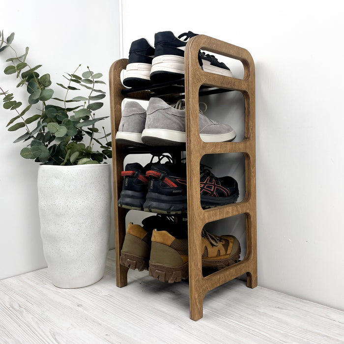 Місткий підлоговий органайзер для взуття | Горіх + Чорний