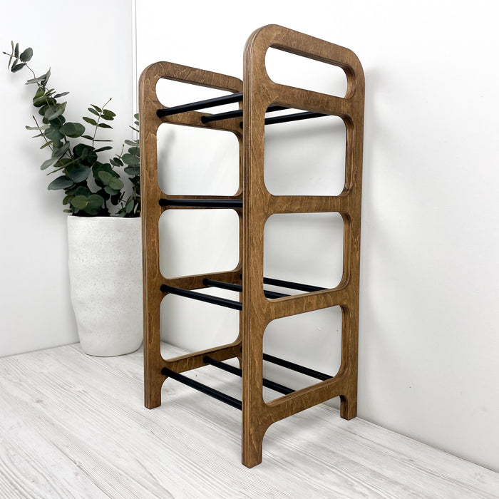 Місткий підлоговий органайзер для взуття | Горіх + Чорний