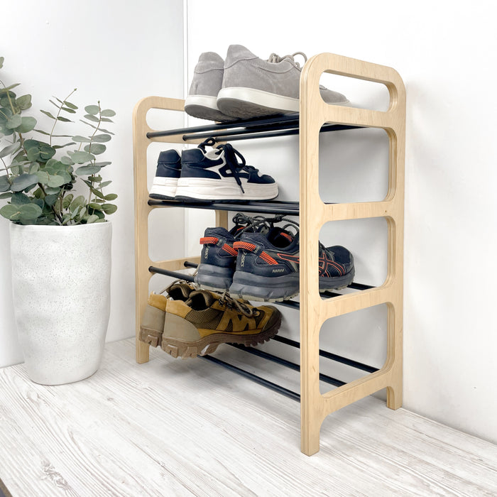 Стелаж для взуття з натурального дерева на 4 яруси