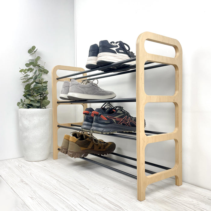 Стелаж для взуття з натурального дерева на 4 яруси