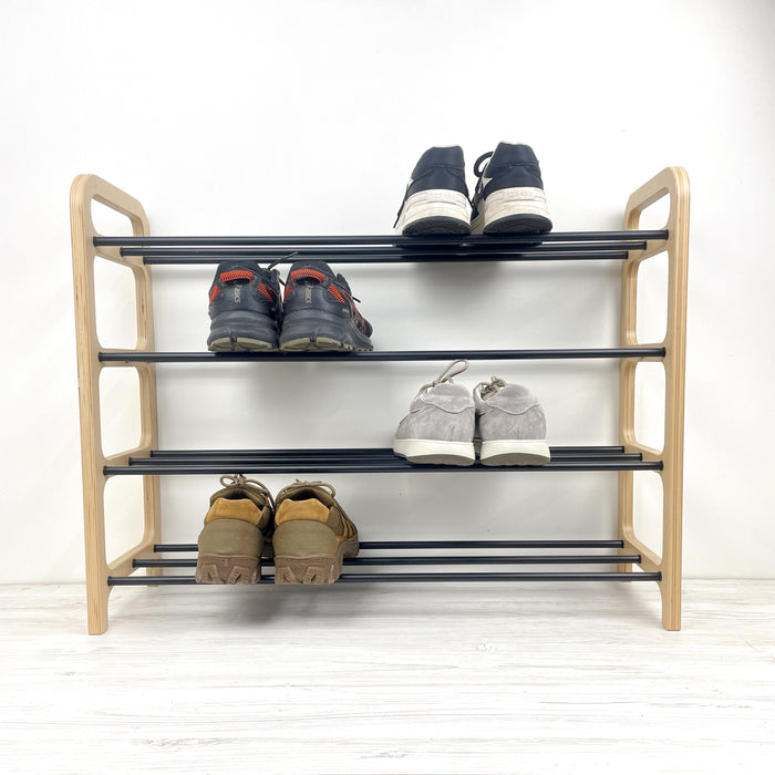 Стелаж для взуття з натурального дерева на 4 яруси