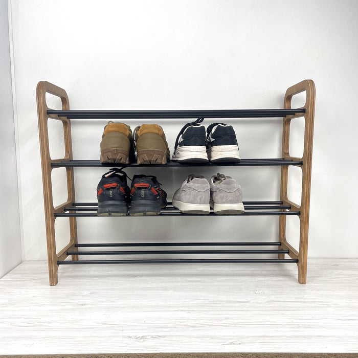 Місткий підлоговий органайзер для взуття | Горіх + Чорний