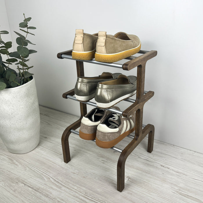 Підставка для взуття Горіх + Алюміній