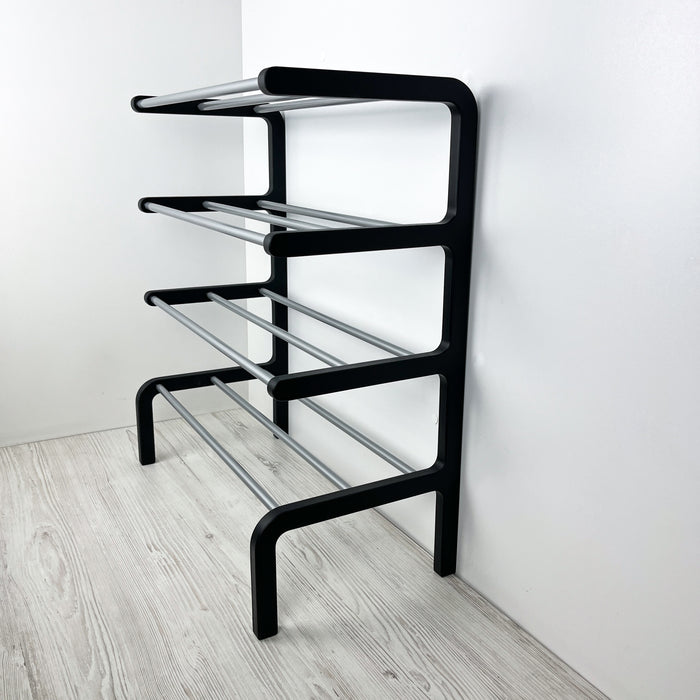 Чорна вертикальна полиця для взуття на 4 яруси | 8 пар взуття