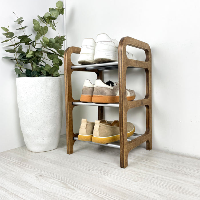 Компактна полиця-обувничка для передпокою | Горіх