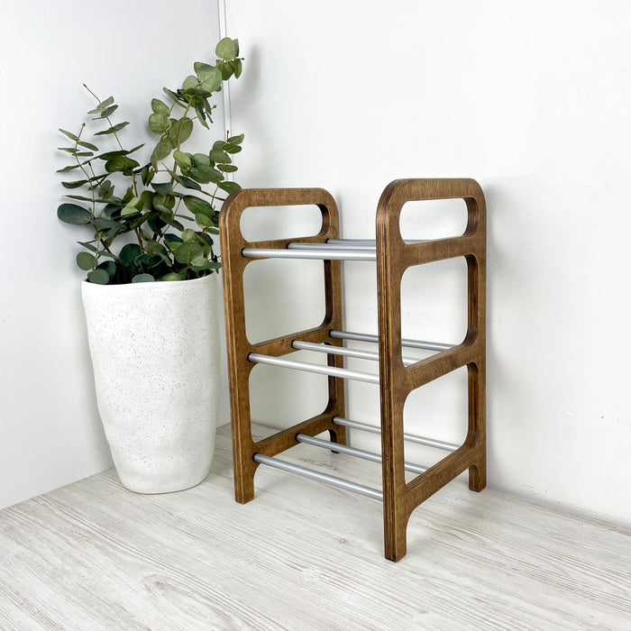 Компактна полиця-обувничка для передпокою | Горіх
