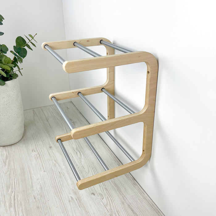 Полиця для взуття настінна відкрита Натуральний + Алюміній