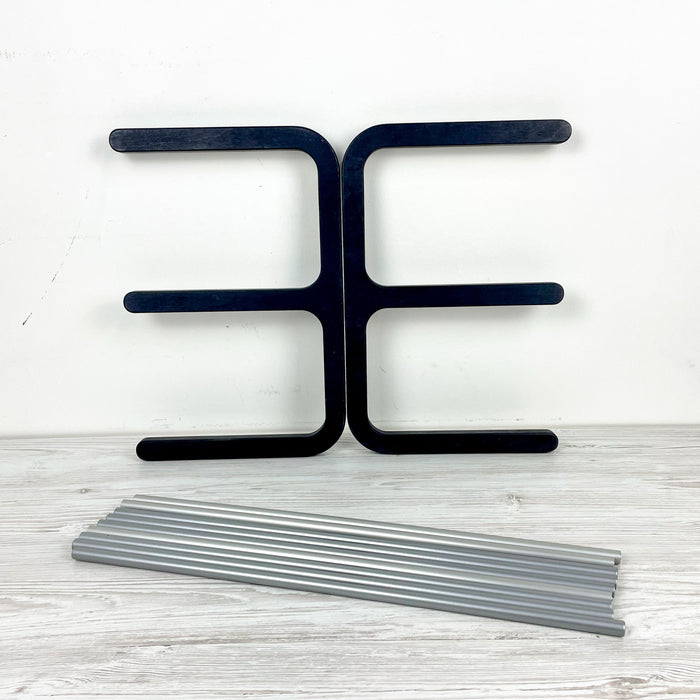 Трирівнева настінна обувничка: Чорний + срібний колір