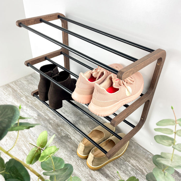 Дерев'яна взуттєва полиця ручної роботи — система для зберігання взуття