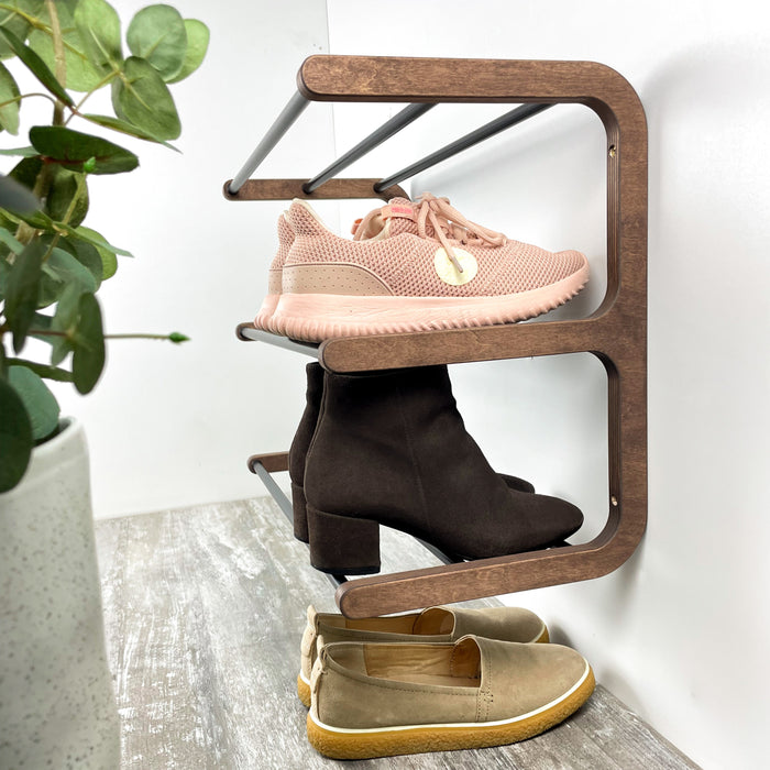 Дерев'яна взуттєва полиця ручної роботи — система для зберігання взуття