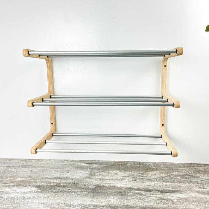 Полиця для взуття настінна відкрита Натуральний + Алюміній