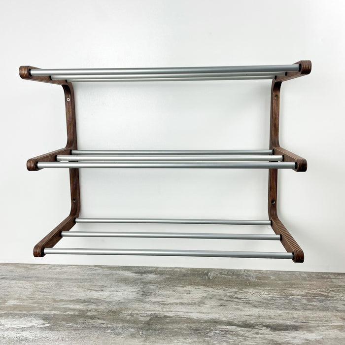 Стильна полиця для взуття настінна з натурального дерева для передпокою