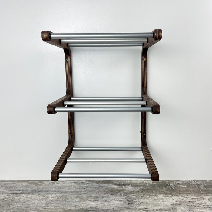 Стильна полиця для взуття настінна з натурального дерева для передпокою