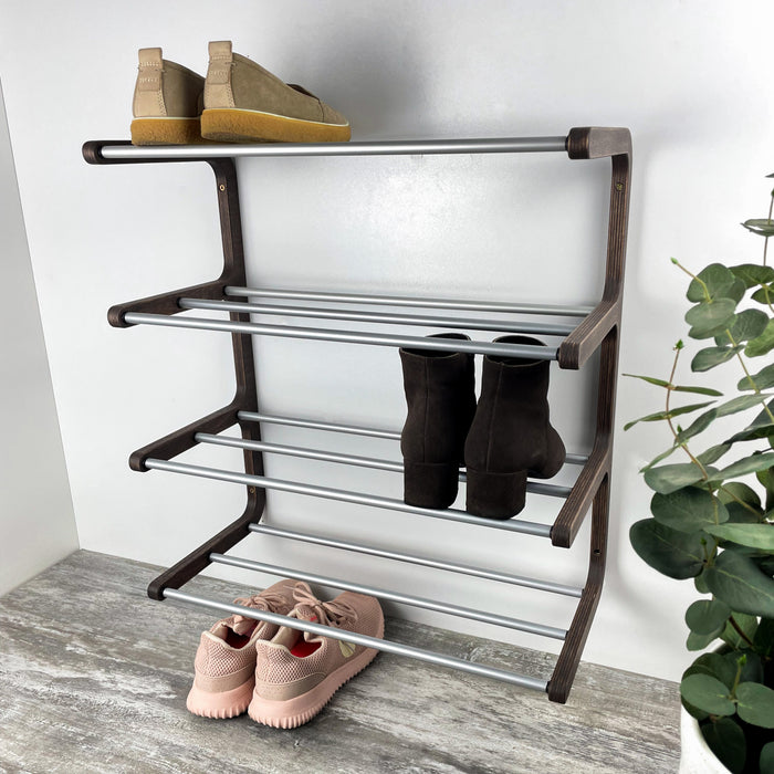 Дерев'яна обувничка на стіну — стильний чотирирівневий органайзер