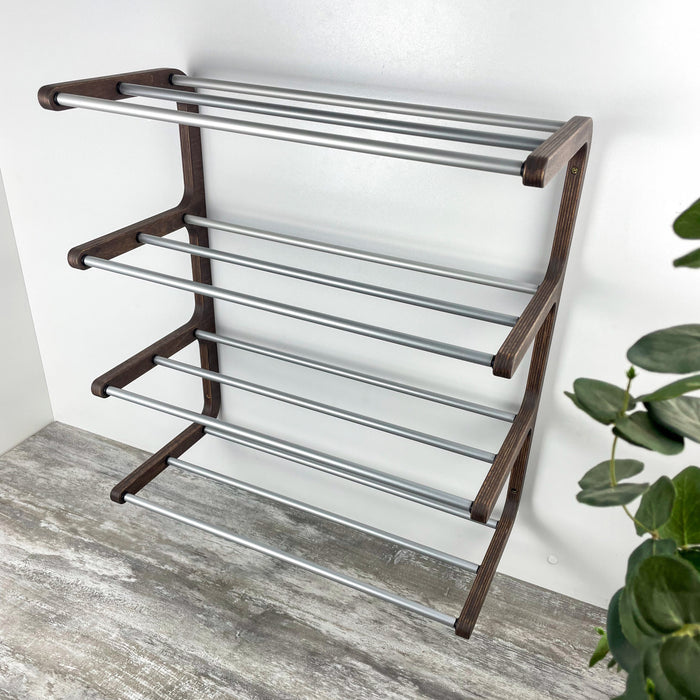 Дерев'яна обувничка на стіну — стильний чотирирівневий органайзер