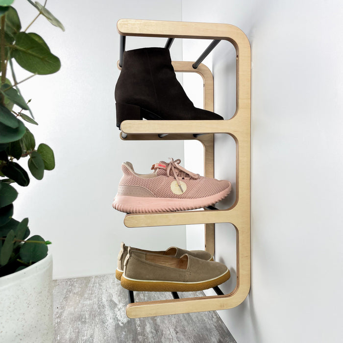 Дерев'яний органайзер для взуття в передпокій