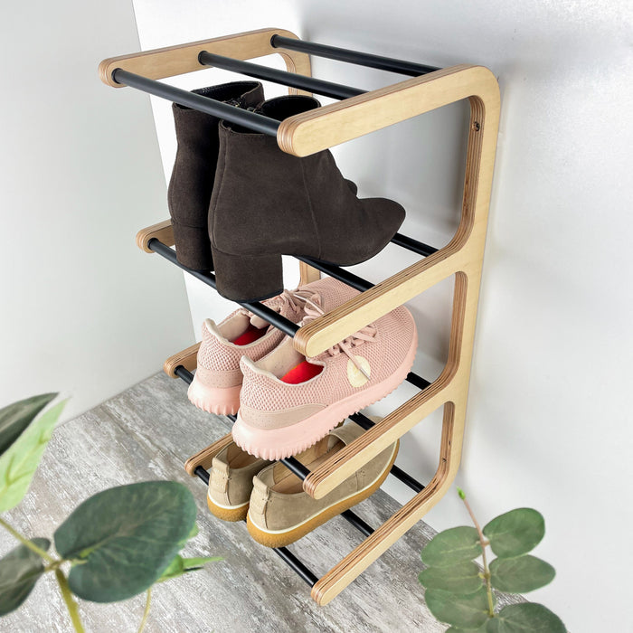 Дерев'яний органайзер для взуття в передпокій