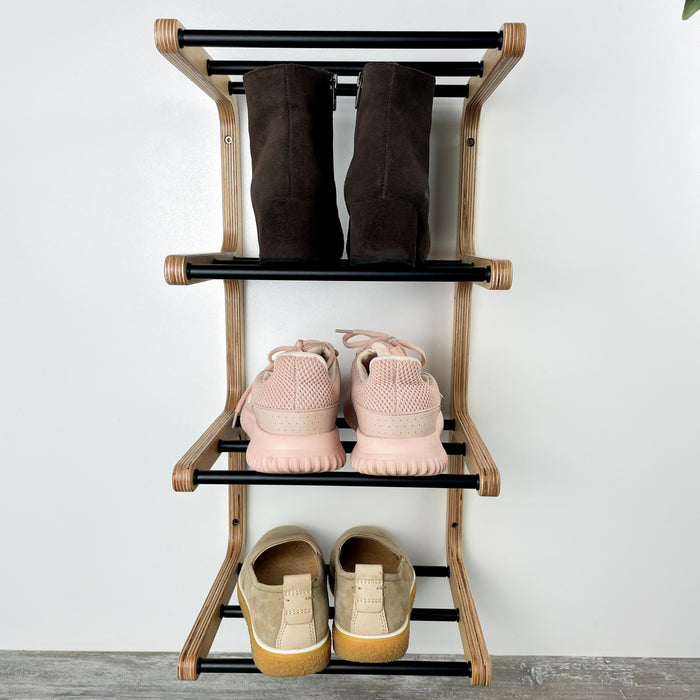 Дерев'яний органайзер для взуття в передпокій