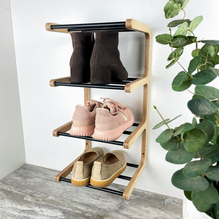Дерев'яний органайзер для взуття в передпокій