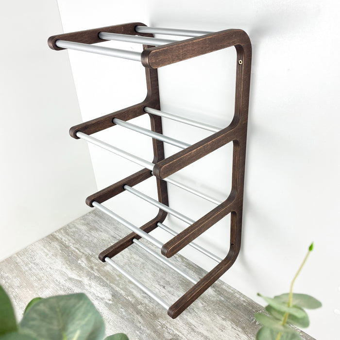 Дерев'яна обувничка на стіну — стильний чотирирівневий органайзер