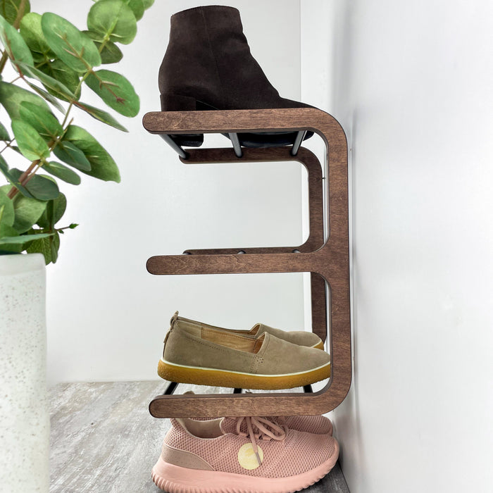 Дерев'яна взуттєва полиця ручної роботи — система для зберігання взуття