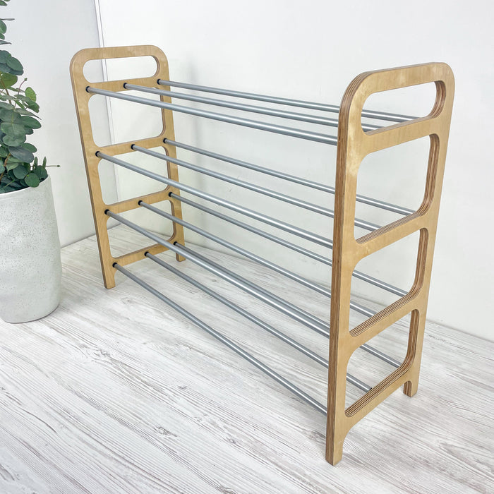 Місткий органайзер для взуття підлоговий | Натуральний + Сірий