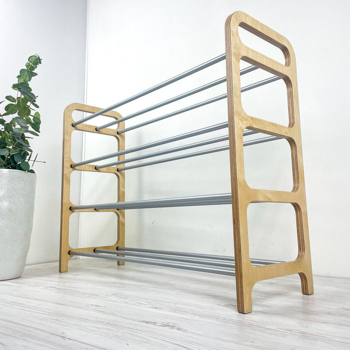 Місткий органайзер для взуття підлоговий | Натуральний + Сірий