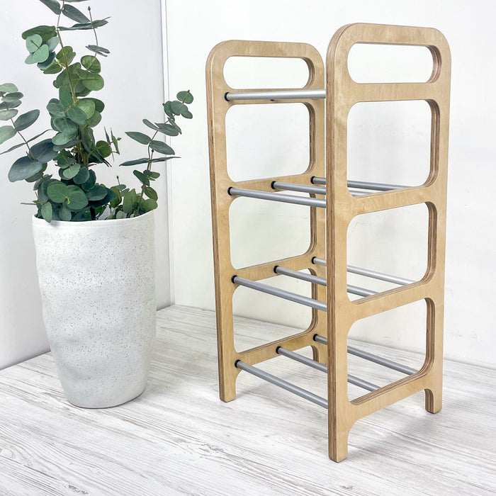 Місткий органайзер для взуття підлоговий | Натуральний + Сірий