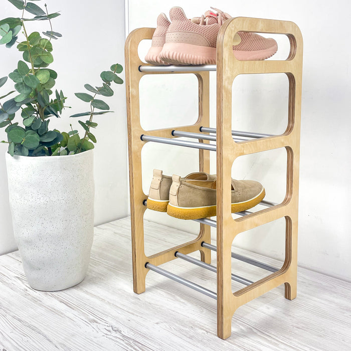 Місткий органайзер для взуття підлоговий | Натуральний + Сірий