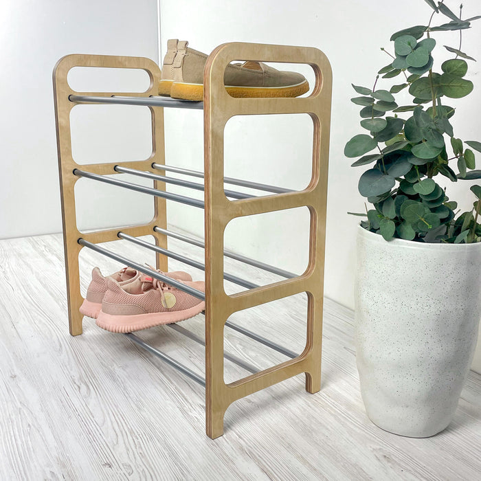 Місткий органайзер для взуття підлоговий | Натуральний + Сірий