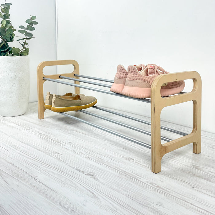 Сучасний підлоговий органайзер для дому | Натуральний + сірий