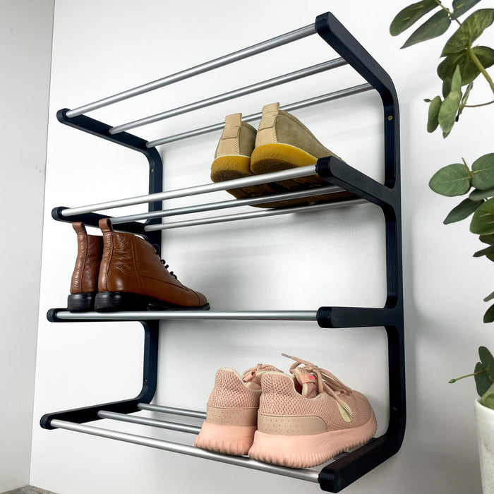 Дерев'яна обувничка на стіну — стильний чотирирівневий органайзер