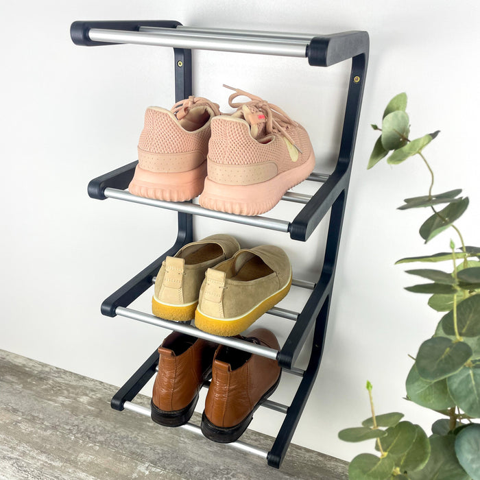 Дерев'яна обувничка на стіну — стильний чотирирівневий органайзер