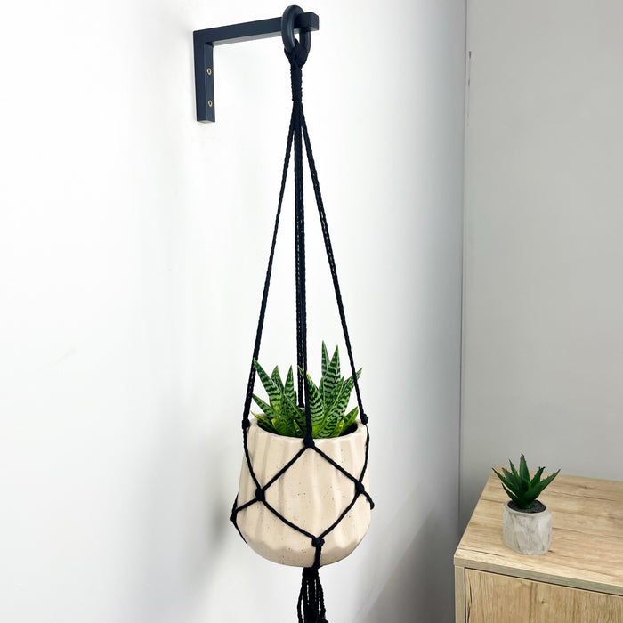 Чорний кронштейн для кашпо з дерева | 10 см х 15 см