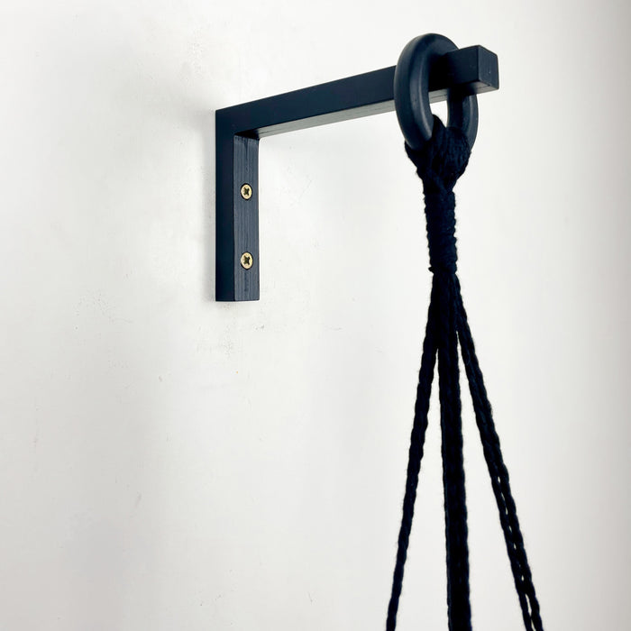 Чорний кронштейн для кашпо з дерева | 10 см х 15 см