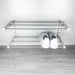 2 Tier White Wood Shoe Shelf for Wall | Silver Rods - Image 1