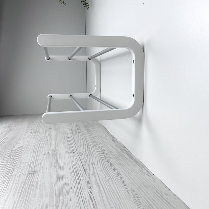 2 Tier White Wood Shoe Shelf for Wall | Silver Rods - Image 4