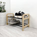 2 Tier Wood Shoe Shelf for Floor | Natural + Black Rods - Image 3