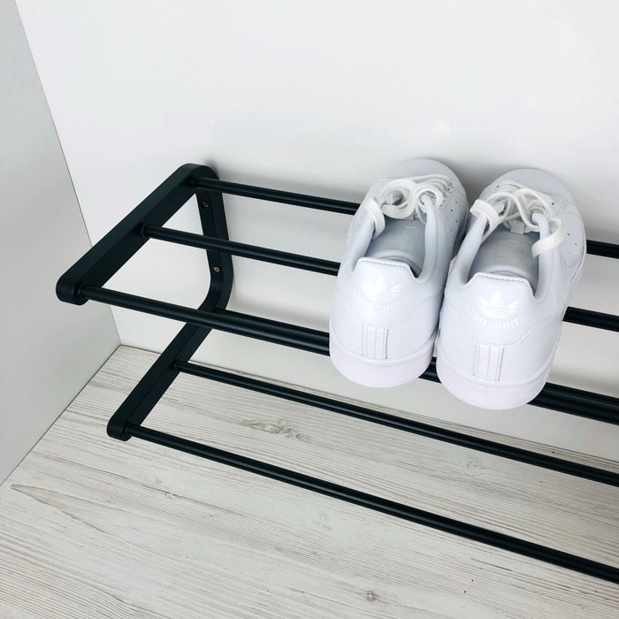 2 Tier Wooden Shoe Rack for Wall | Black - Image 4
