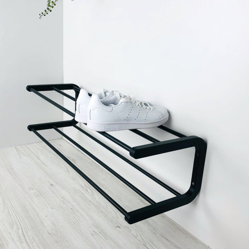 2 Tier Wooden Shoe Rack for Wall | Black - Image 2