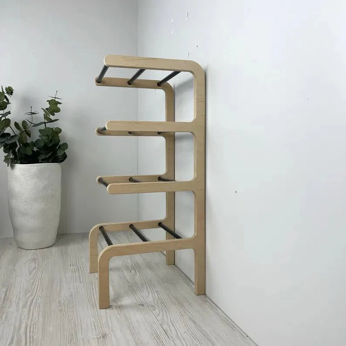 4 Tier Vertical Shoe Storage Rack | Natural + Black Rods - Image 5
