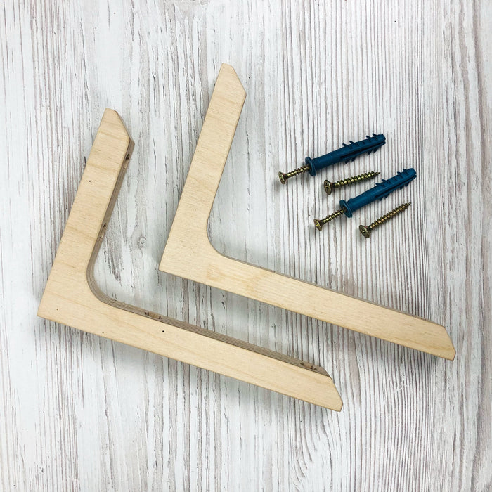 Wood Wall Mounted Shelf Brackets | Unfinished 6"x4" - Even Wood