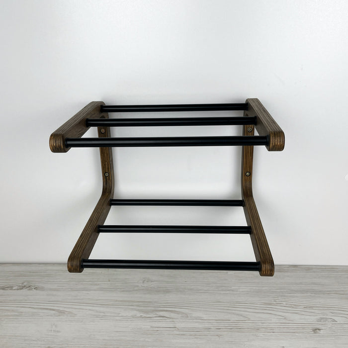 Дворівнева настінна обувничка: Горіх + чорний