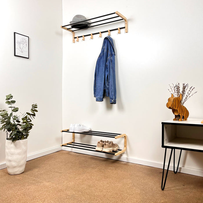 Комплект меблів у передпокій: настінна вішалка та полиця для взуття