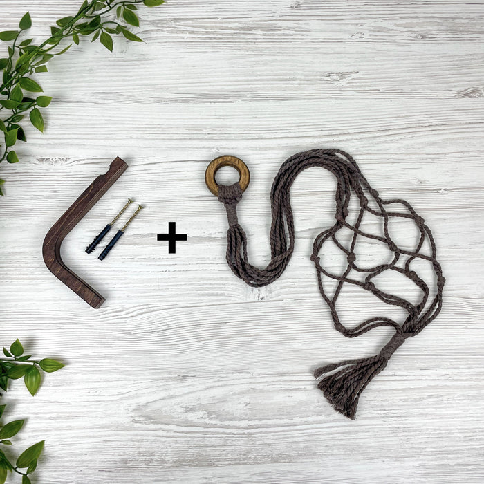 Горіховий настінний гачок для декору та рослин | Стиль бохо