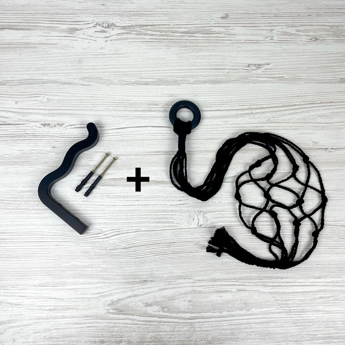 Чорний хвилястий кронштейн для кашпо | 10 см х 15 см