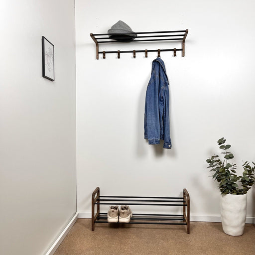 A Set of a 3 - Tier Floor Shoe Rack With a Shelf, Walnut - Image 2