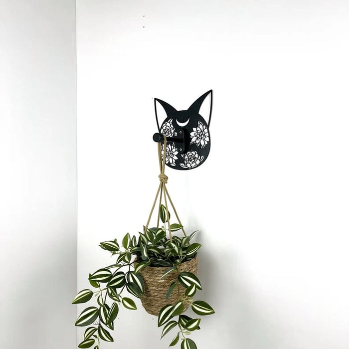 Cat Wall Hook for Hanging Plants | Black 6" - Image 1