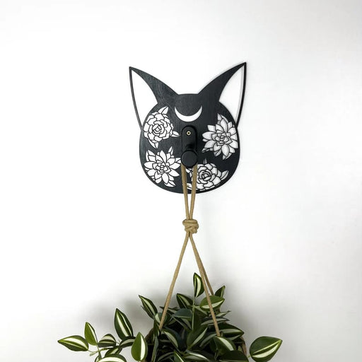 Cat Wall Hook for Hanging Plants | Black 6" - Image 2
